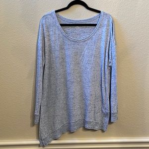 Lane Bryant Heather Blue Long Sleeve Top With Diagonal Hem